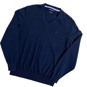 McNeal Clothing Company Sweater Men's L Dark Blue Pima Cotton v Neck Lightweight